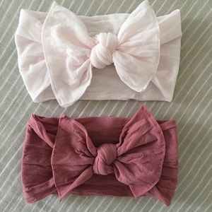 Lot of 2 Baby Bling Bows - Pink and Mauve